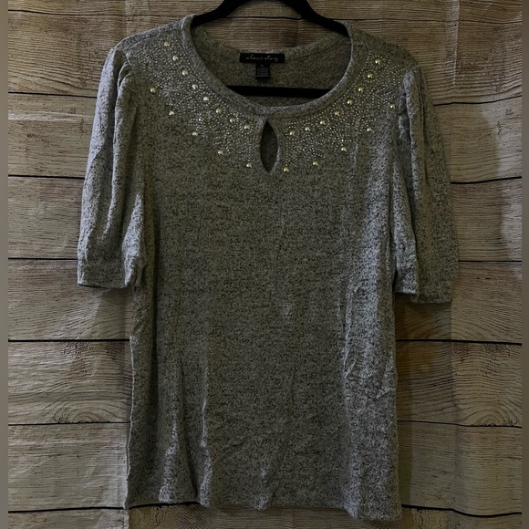 🤎3/$10 A Love Story Heather Gray Blouse Size XL - Picture 2 of 7